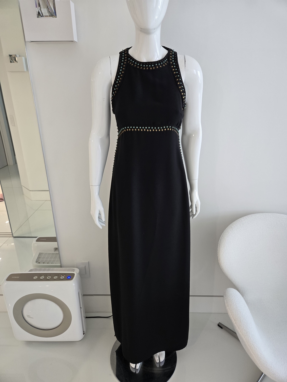 Rachel Zoe Black Stud-Trim Maxi Dress, Worn By Phoebe On GGTD, Size 4